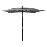 parasol 2,5x2,5 m aluminiumsstang 3 niveauer antracitgrå