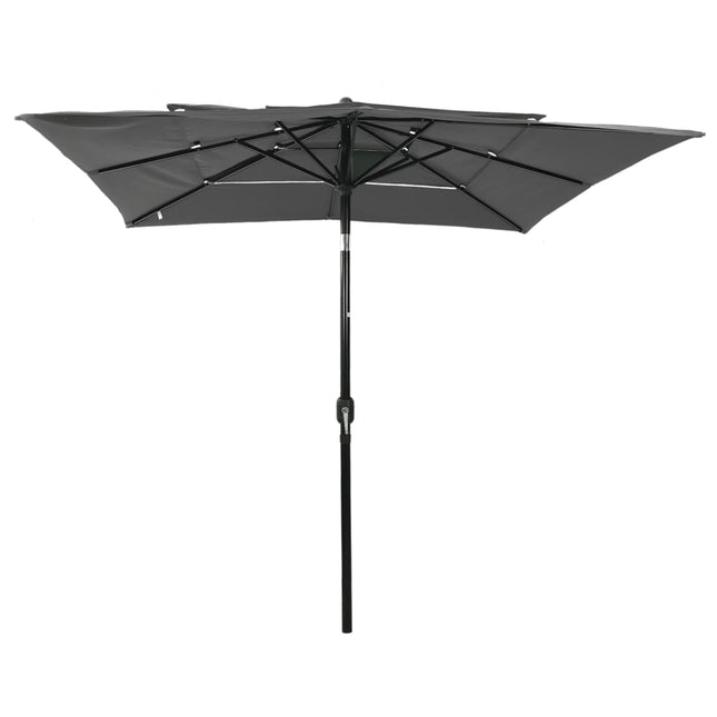 parasol 2,5x2,5 m aluminiumsstang 3 niveauer antracitgrå