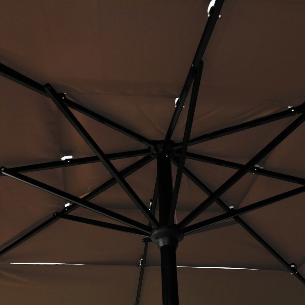 parasol 2,5x2,5 m aluminiumsstang 3 niveauer gråbrun
