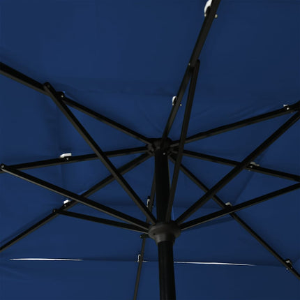parasol 2,5x2,5 m aluminiumsstang 3 niveauer azurblå