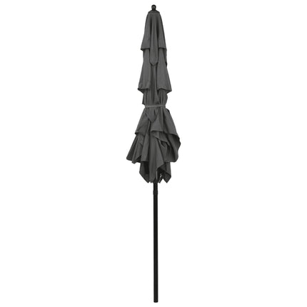 parasol 2x2 m aluminiumsstang 3 niveauer antracitgrå