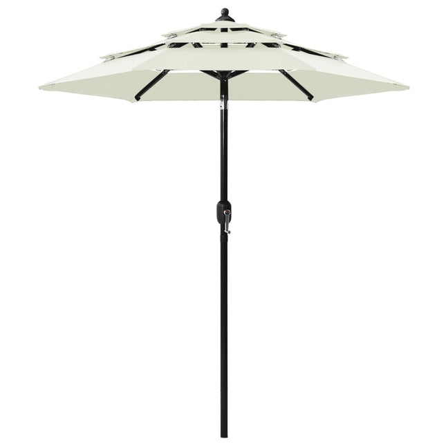 parasol 2 m aluminiumsstang 3 niveauer sandfarvet