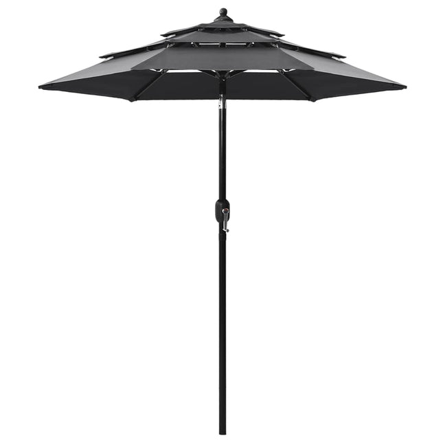 parasol 2 m aluminiumsstang 3 niveauer antracitgrå