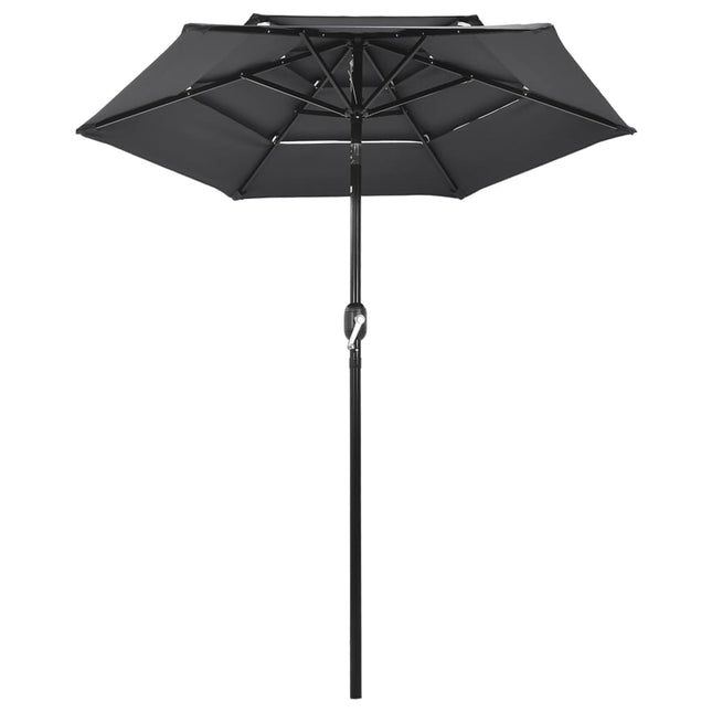 parasol 2 m aluminiumsstang 3 niveauer antracitgrå