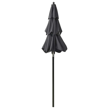 parasol 2 m aluminiumsstang 3 niveauer antracitgrå