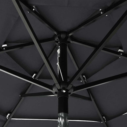 parasol 2 m aluminiumsstang 3 niveauer antracitgrå