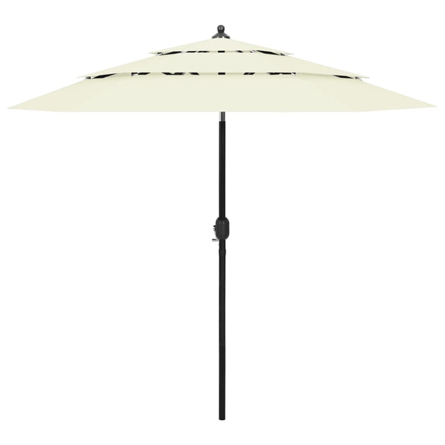 parasol 2,5 m aluminiumsstang 3 niveauer sandfarvet