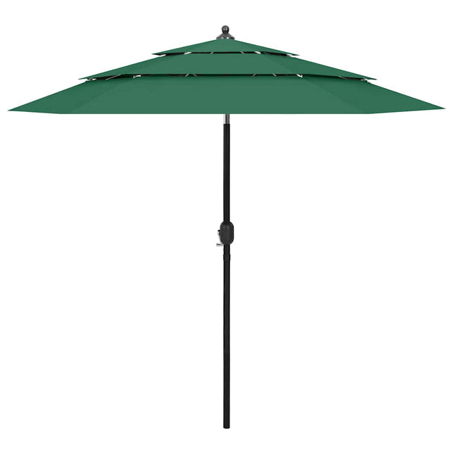 parasol 2,5 m aluminiumsstang 3 niveauer grøn