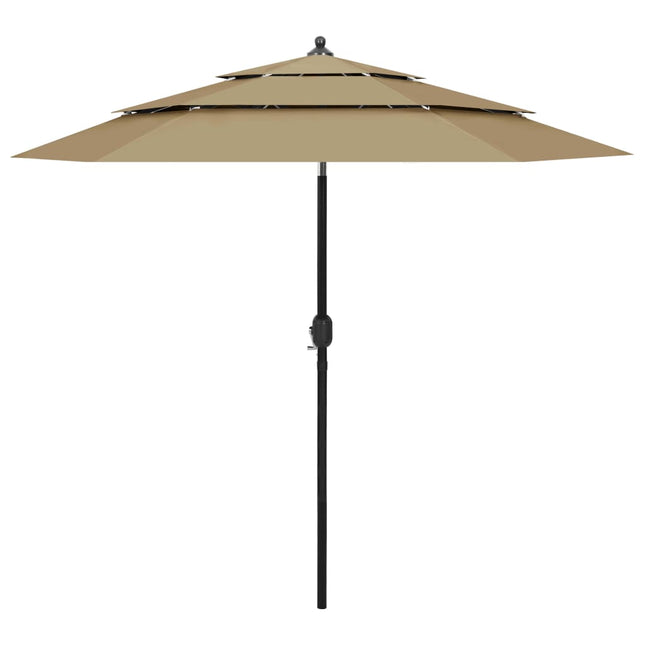 parasol 2,5 m aluminiumsstang 3 niveauer gråbrun