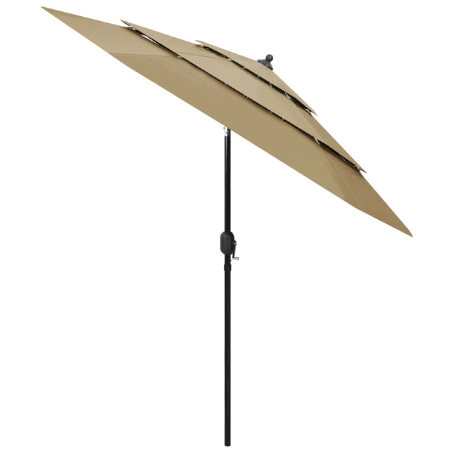parasol 2,5 m aluminiumsstang 3 niveauer gråbrun