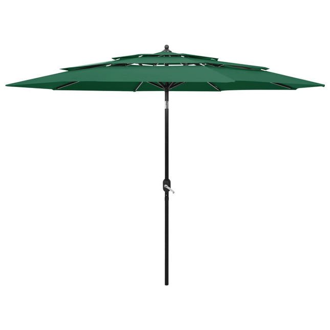 parasol 3 m aluminiumsstang 3 niveauer grøn