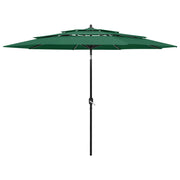 parasol 3 m aluminiumsstang 3 niveauer grøn
