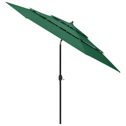 parasol 3 m aluminiumsstang 3 niveauer grøn