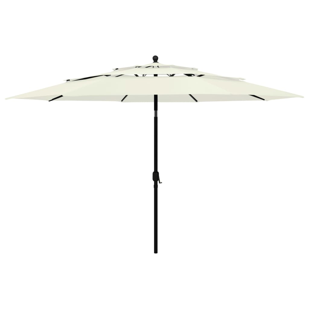 parasol med aluminiumsstang 3,5 m 3 niveauer sandfarvet