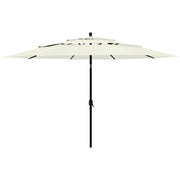 parasol med aluminiumsstang 3,5 m 3 niveauer sandfarvet