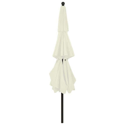 parasol med aluminiumsstang 3,5 m 3 niveauer sandfarvet