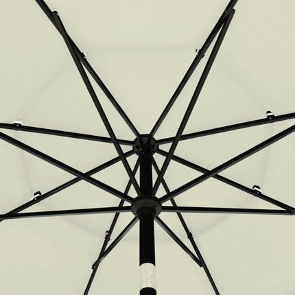 parasol med aluminiumsstang 3,5 m 3 niveauer sandfarvet