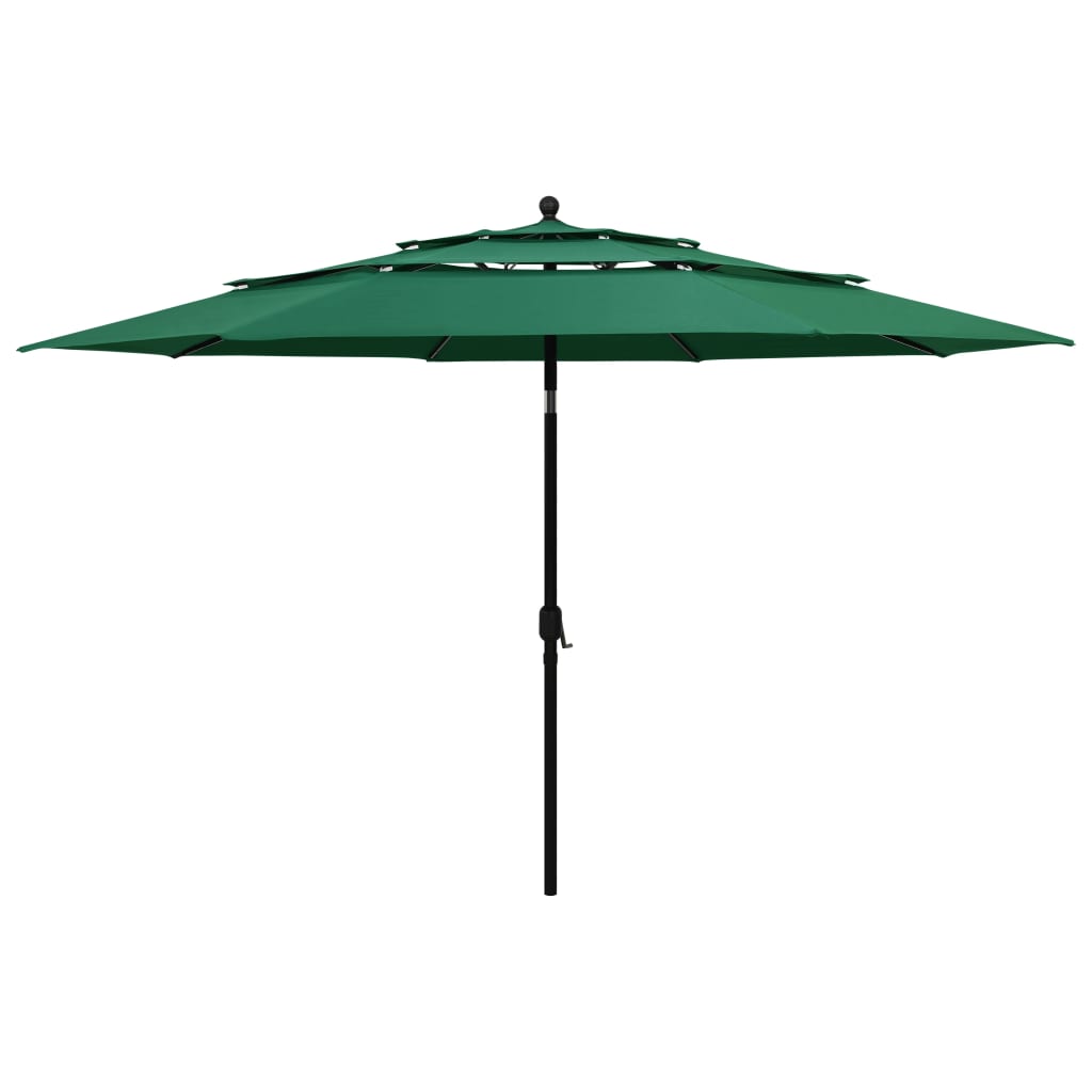parasol med aluminiumsstang 3,5 m 3 niveauer grøn