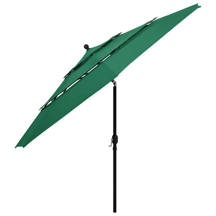 parasol med aluminiumsstang 3,5 m 3 niveauer grøn