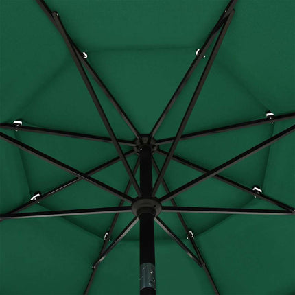 parasol med aluminiumsstang 3,5 m 3 niveauer grøn