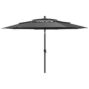 parasol med aluminiumsstang 3,5 m 3 niveauer antracitgrå