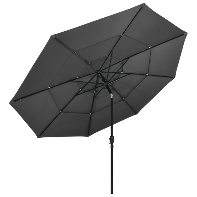 parasol med aluminiumsstang 3,5 m 3 niveauer antracitgrå