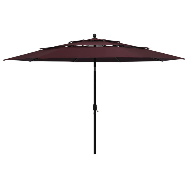parasol med aluminiumsstang 3 niveauer 3,5 m bordeauxrød