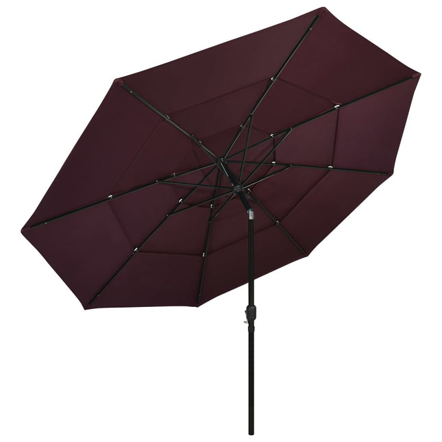 parasol med aluminiumsstang 3 niveauer 3,5 m bordeauxrød