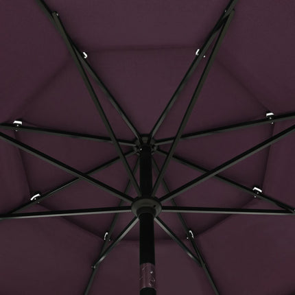 parasol med aluminiumsstang 3 niveauer 3,5 m bordeauxrød