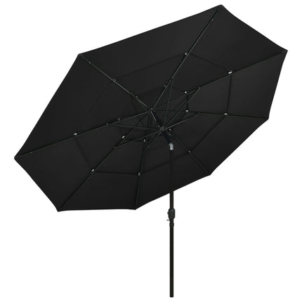 parasol med aluminiumsstang 3,5 m 3 niveauer sort