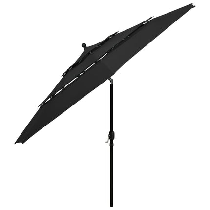 parasol med aluminiumsstang 3,5 m 3 niveauer sort