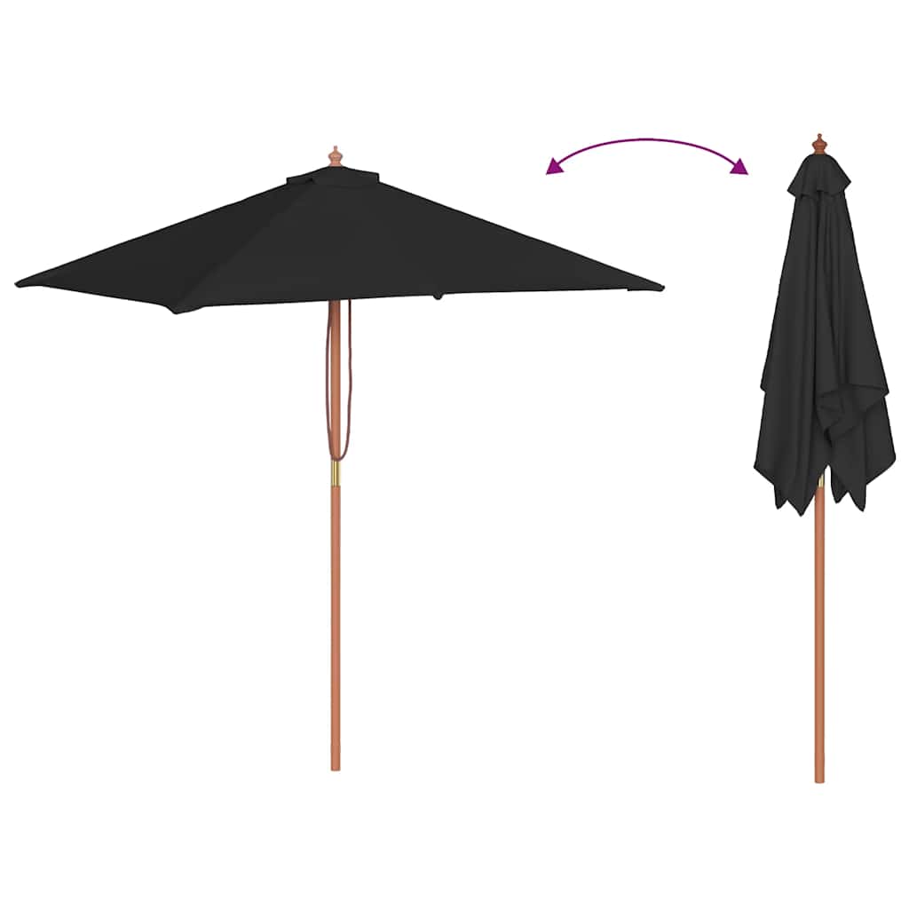 haveparasol 150x200 cm træstang sort