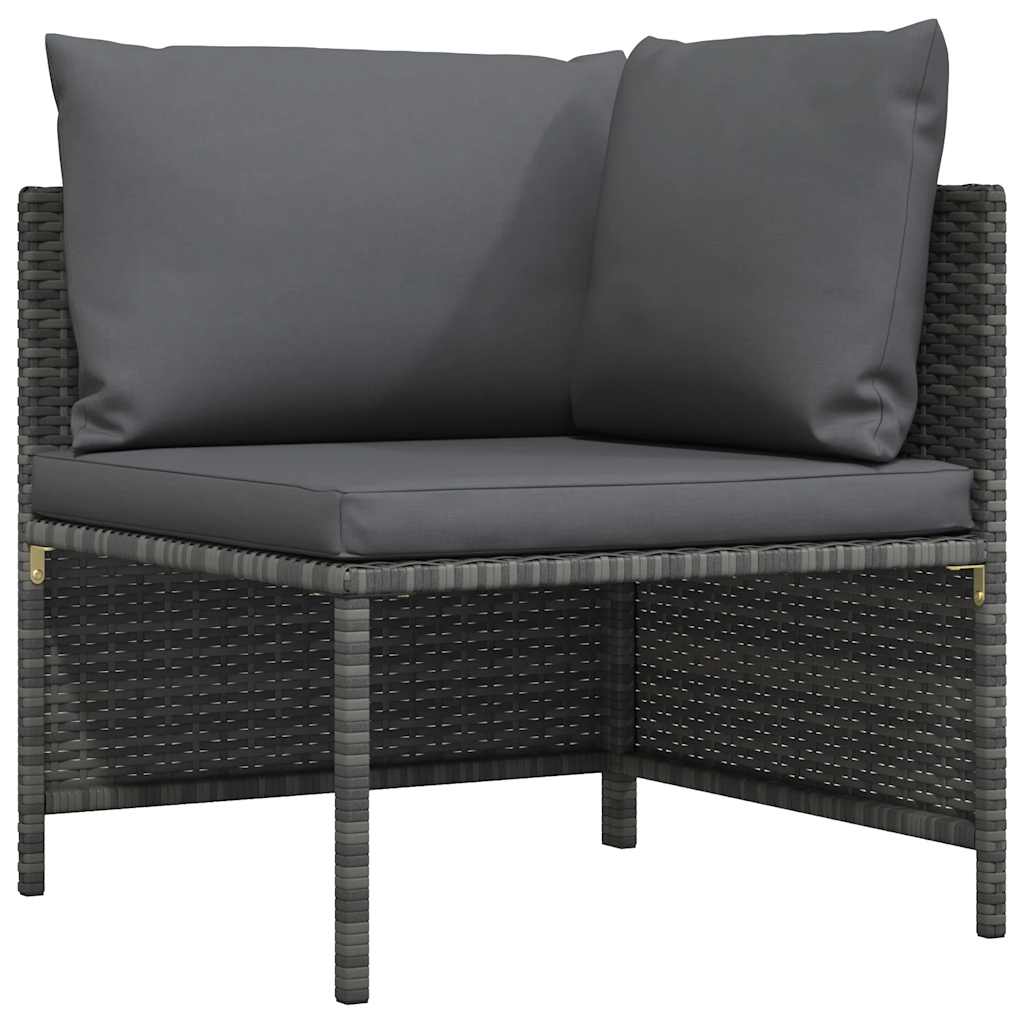 hjørnedel til sofa med hynder polyrattan grå
