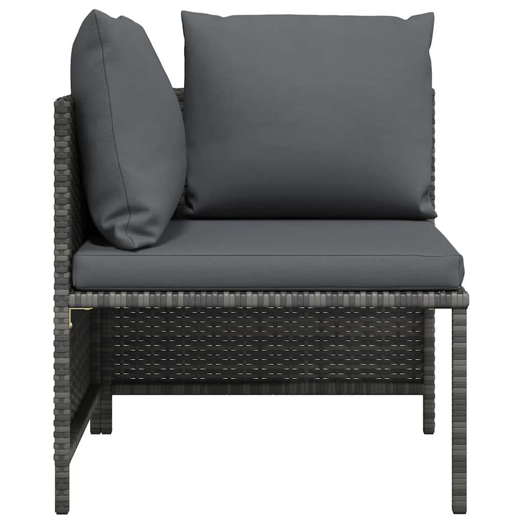 hjørnedel til sofa med hynder polyrattan grå
