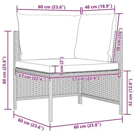hjørnedel til sofa med hynder polyrattan grå