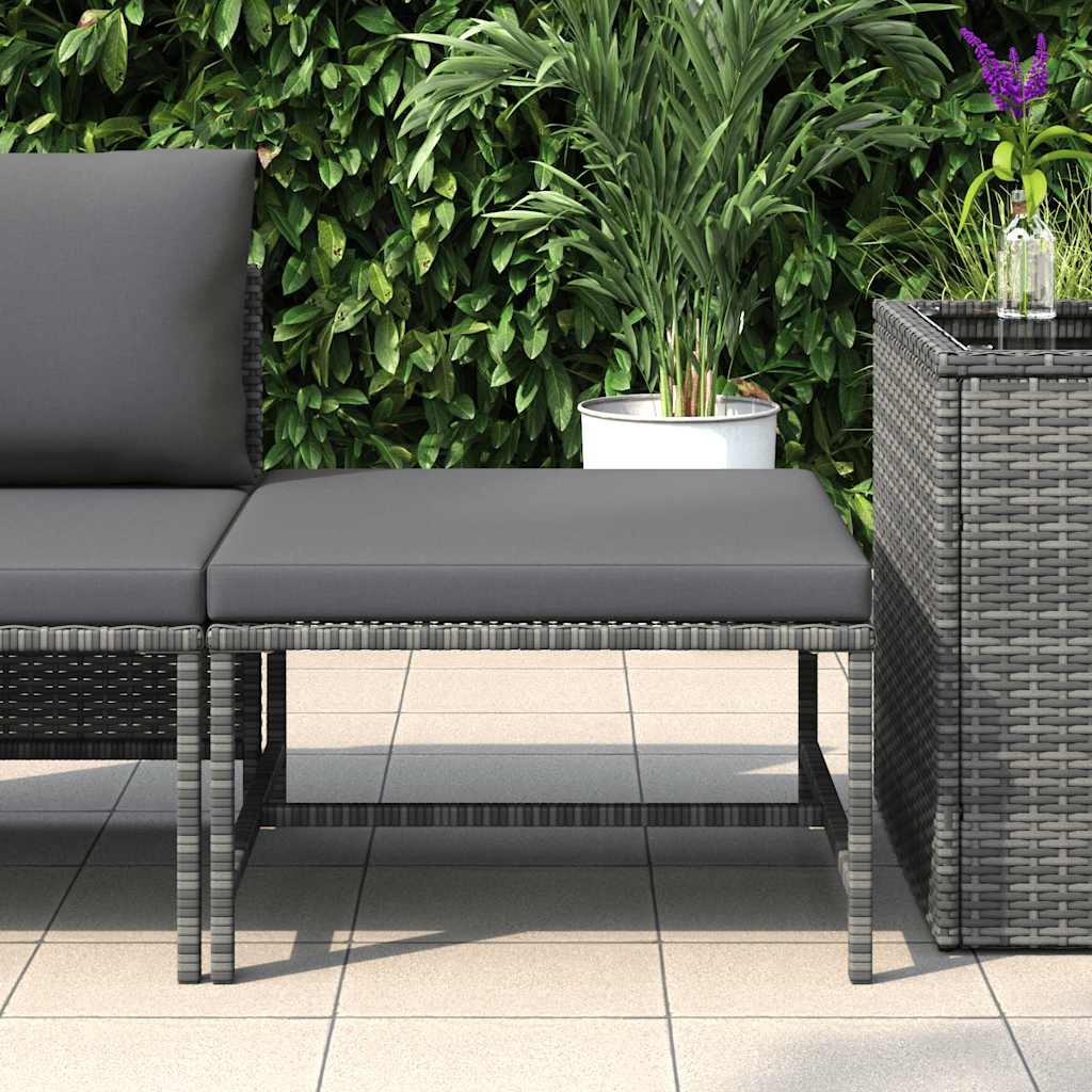 fodskammel til sofa med hynde polyrattan grå