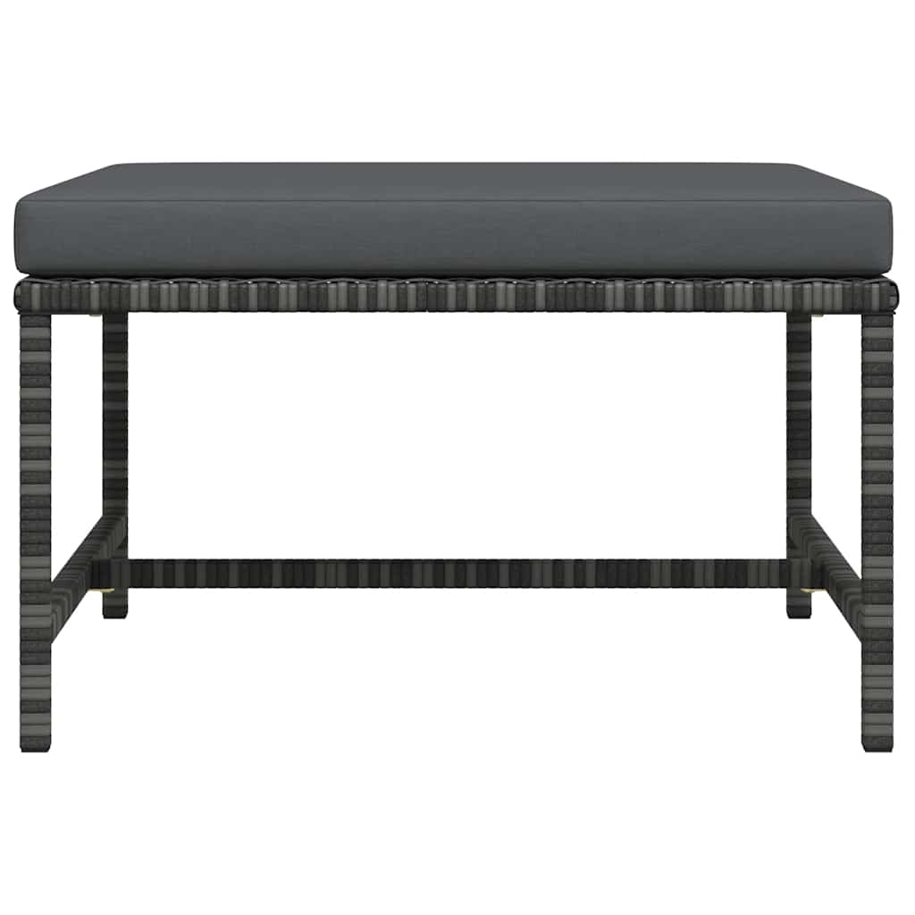 fodskammel til sofa med hynde polyrattan grå