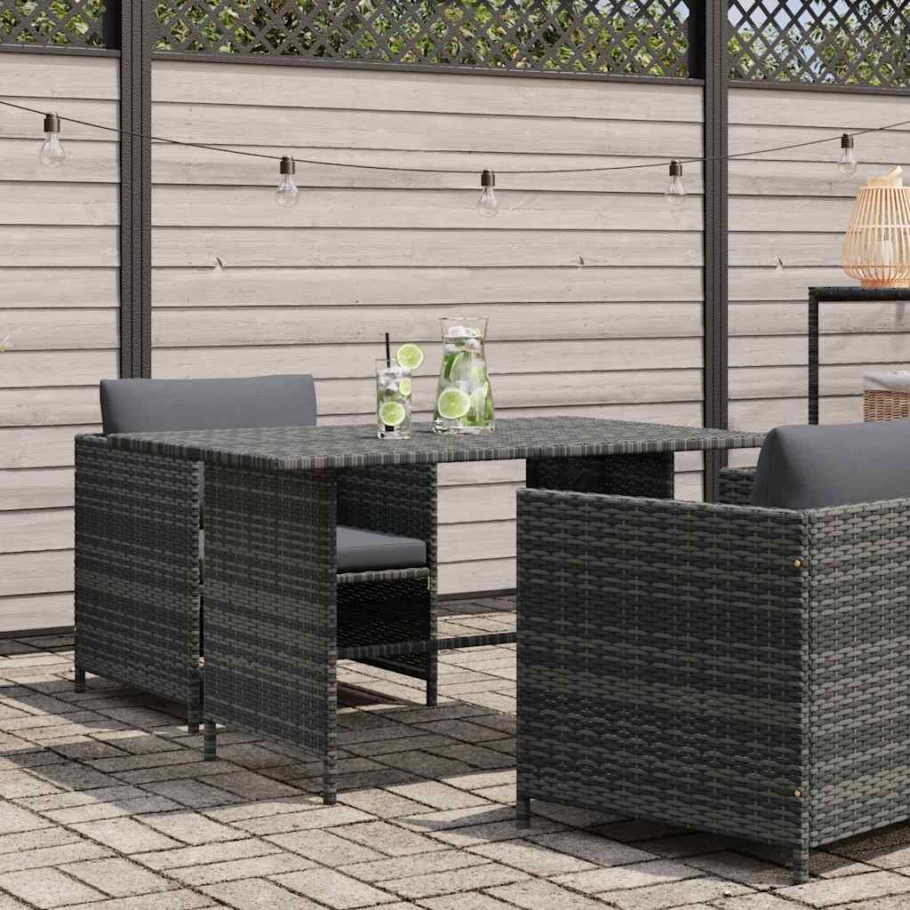 havebord 110x70x65 cm polyrattan grå