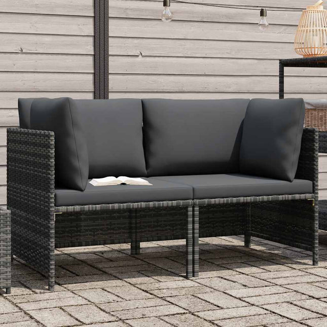 2-personers havesofa med hynder polyrattan grå