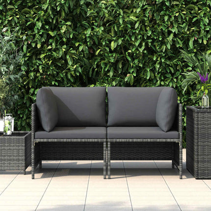 2-personers havesofa med hynder polyrattan grå
