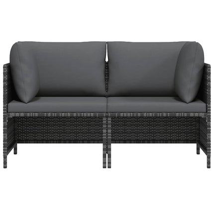 2-personers havesofa med hynder polyrattan grå