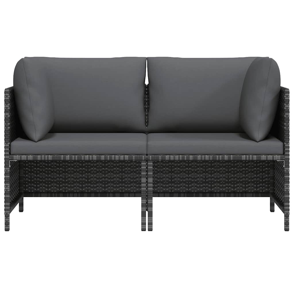2-personers havesofa med hynder polyrattan grå