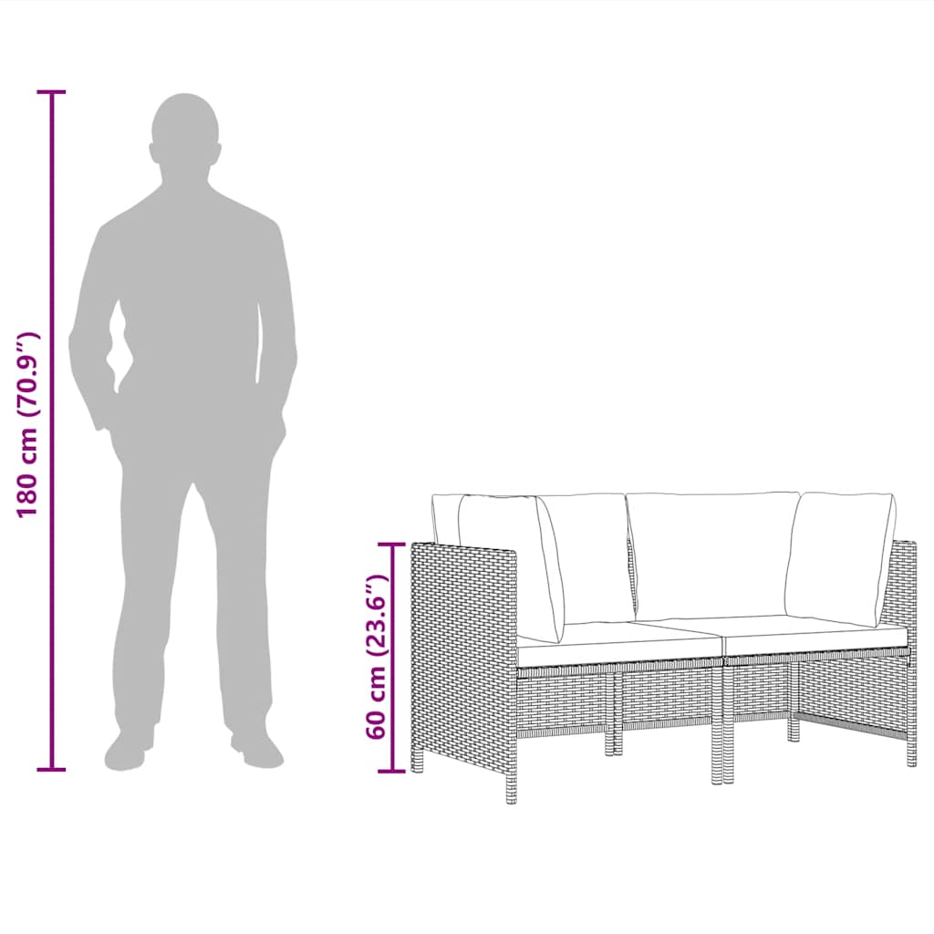 2-personers havesofa med hynder polyrattan grå