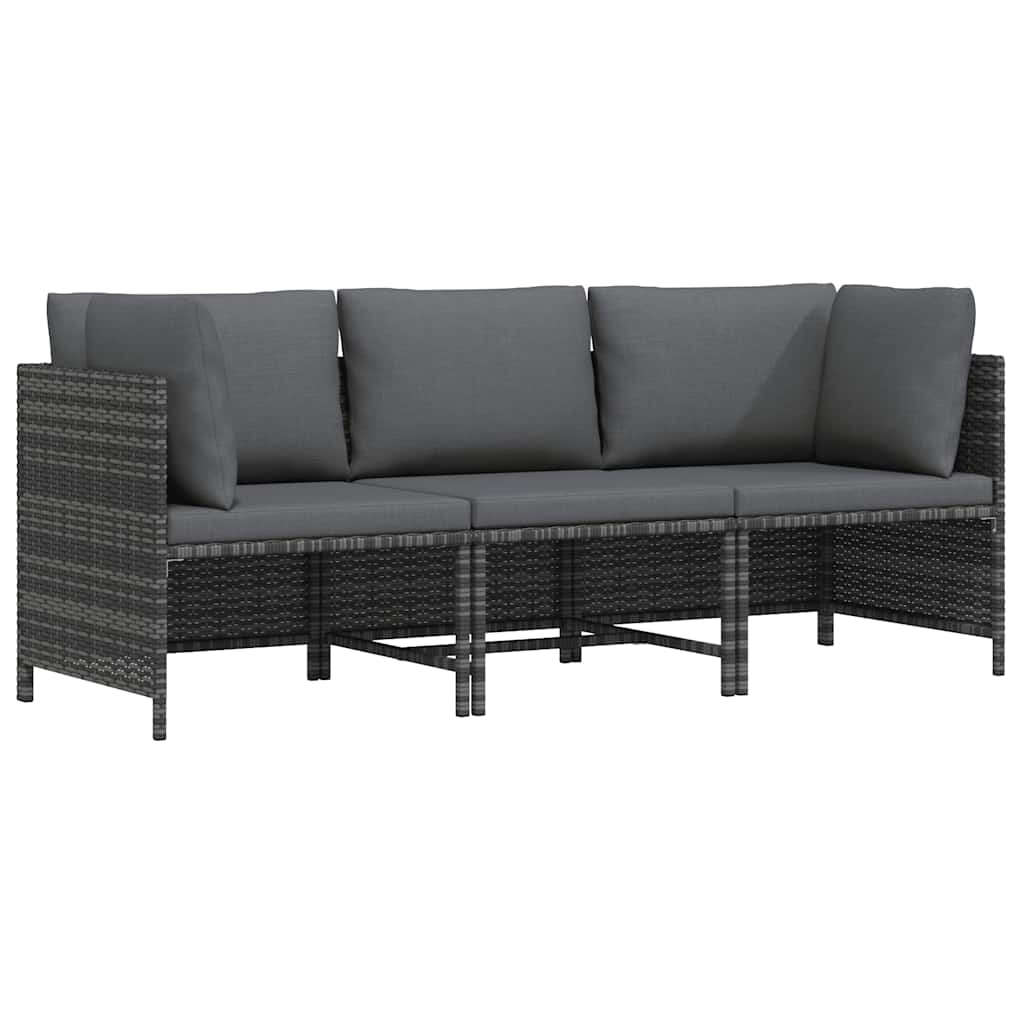 3-personers havesofa med hynder polyrattan gr