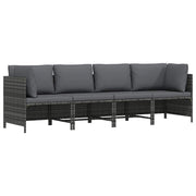 4-personers havesofa med hynder polyrattan grå