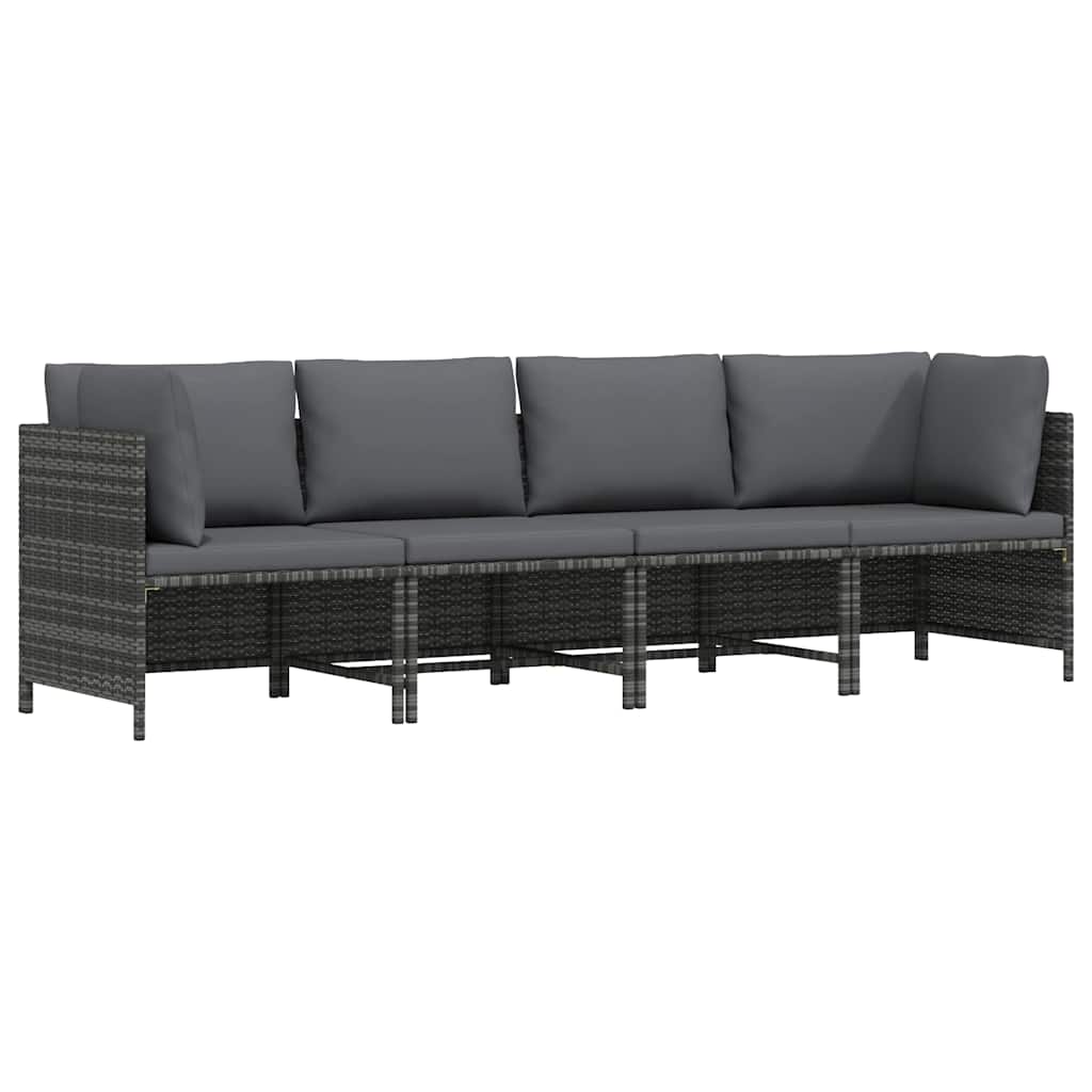 4-personers havesofa med hynder polyrattan gr