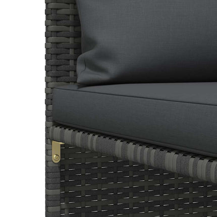 4-personers havesofa med hynder polyrattan grå