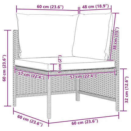 sofasæt 5 dele med hynder polyrattan grå