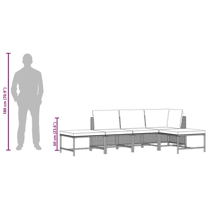 sofasæt 5 dele med hynder polyrattan grå