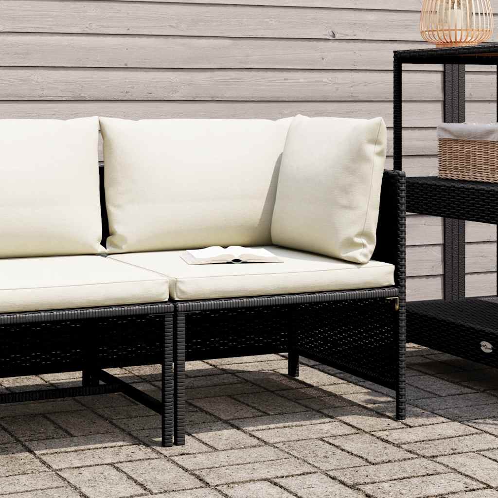 hjørnesæde til sofa med hynder polyrattan sort